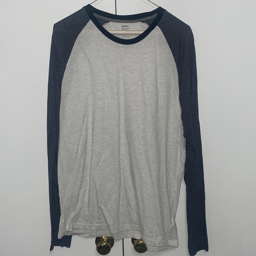 HEATHER GREY AND OFF WHITE LONG SLEEVE T-SHIRT